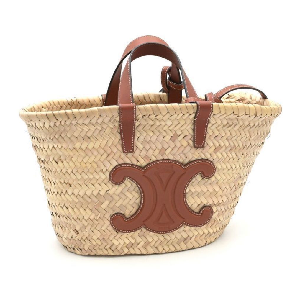 Celine Bag Raffia Pannier Brown Calfskin Teen Triomphe Basket - Picture 2 of 4